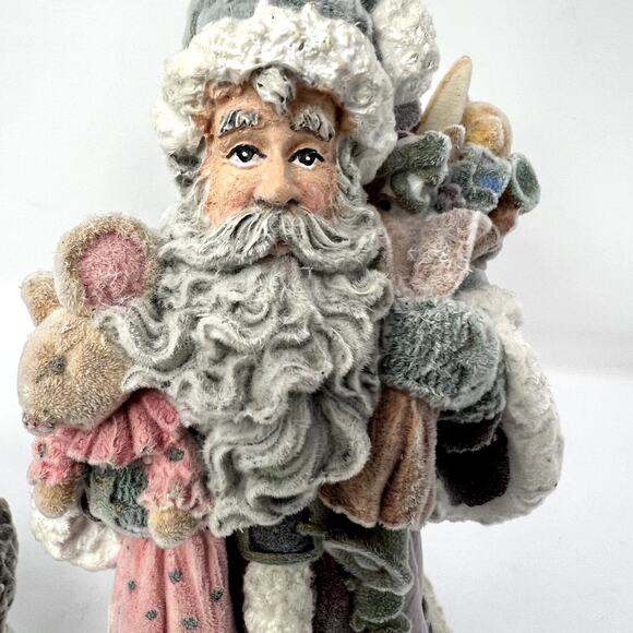 Vtg Holiday Workshop Christmas Collection Gray Ceramic Figurine Santa Lot of 2 - Picture 6 of 10